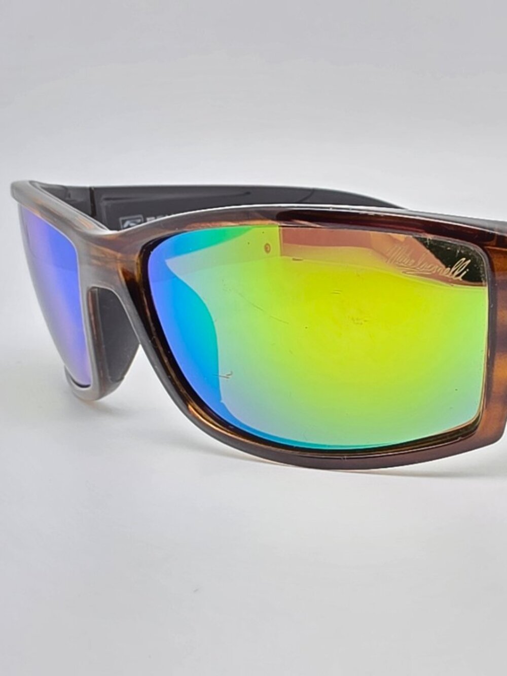 Renegade Pro Ike Wave H0719 Brown Frame Polarized Green Mirror Lens Sunglasses